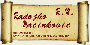 Radojko Mačinković vizit kartica